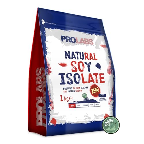 PROLABS NATURAL SOY ZERO - Proteine di Soia Isolate in Polvere, Proteine Vegane Neutre Zero Zuccheri Senza Edulcoranti, Integratore 100% Vegetale, 1kg (30g = 3 Misurini, Tot 33 Porzioni)