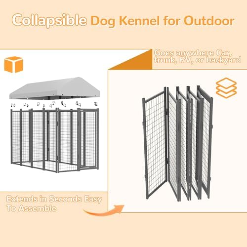 Ironovacage 8x4x6 ft Outdoor Dog Kennel, Collapsible Dog Pen for Large Dogs — view 2