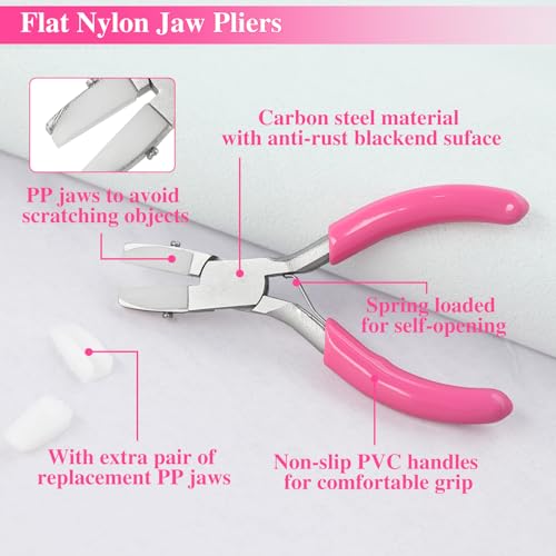 Image of Mini Flat Nose Pliers for Jewelry Making with 2 Replacement Tips, Parallel Pliers 3 Inches Soft Jaw Plier with Consistent Grip Wire Straightener for Beading, Looping, Gripping, Shaping Wire