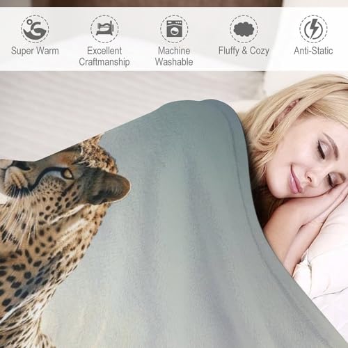 Couverture léopard en flanelle 3D 130x180cm pour canapé