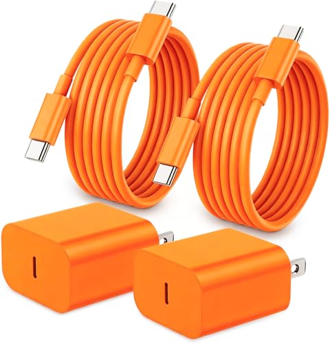 Image of iPhone 17 16 15 Charger Fast Charging,2Pack 20W Apple iPad USB C Wall Chrager Block with 6FT USB C to C Cable for iPhone 17 /Pro /Pro Max /17 Air / 16 /16 Pro /16 Pro Max /15 /Plus /Pro /Pro Max (Orange)