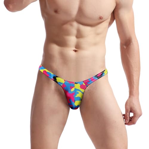 Men's Colorful G-String Thongs Colorful Printing Swimming T-Shaped Panties2