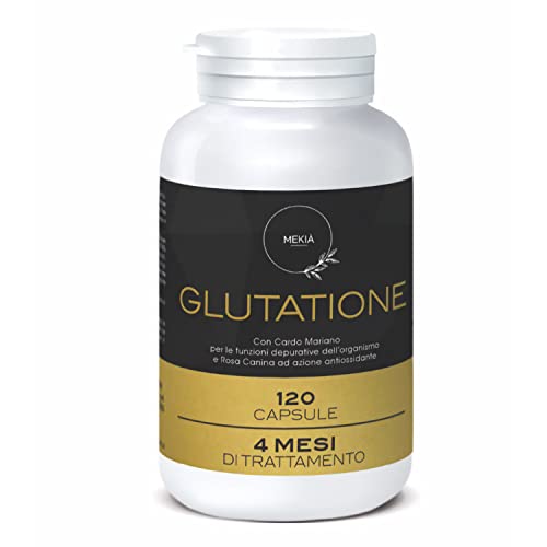 Mekià® L-glutammina l glutatione integratore ridotto bioattivo da fermentazione Rosa Canina Cardio Mariano Antiossidante Immunostimolante Difese Immunitarie Disintossicante Fegato Reni 120 Capsule