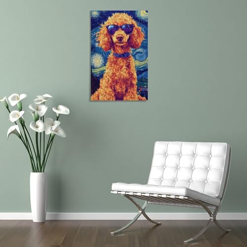 Tableau Impression Sur Toile Poodle Décoration Murale Chambre 50x75 cm