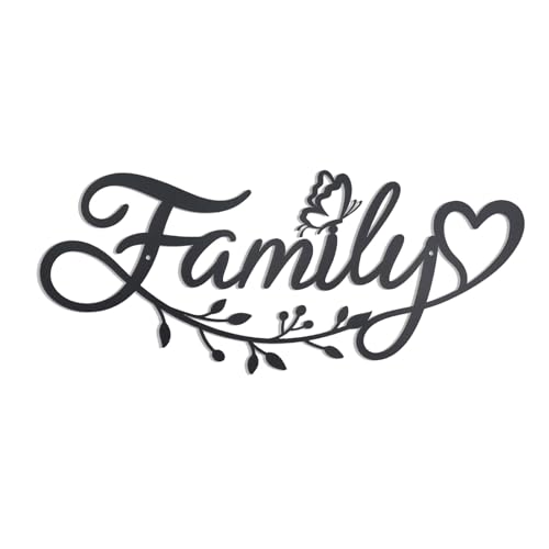 OYEFLY Metal Family Sign Wall Art Decor Black Metal Family Wall Decor (style1 14.5in)