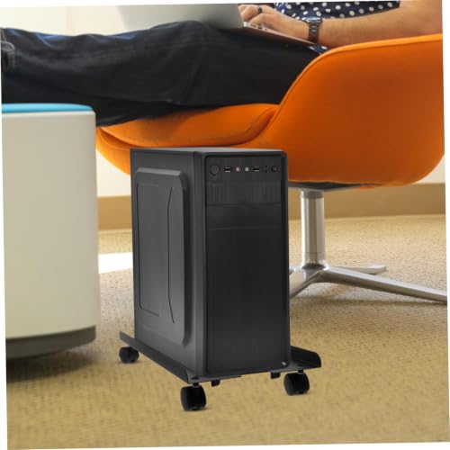 Soporte móvil para torre de computadora con ruedas para uso bajo escritorio y en el piso, soporte de acero laminado en frío con acabado negro resistente, adecuado para hogar y oficina, protección para CPU miniatura 6