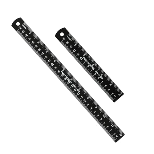 Règle en métal en alliage d'aluminium PATIKIL noir de 15 et 30 cm haute précision