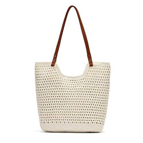 Bototack Straw Beach Tote Bag for Women - Large Summer Crochet Beach Bag, Boho Woven Shoulder Handbags for Vacation Travel (Beige)