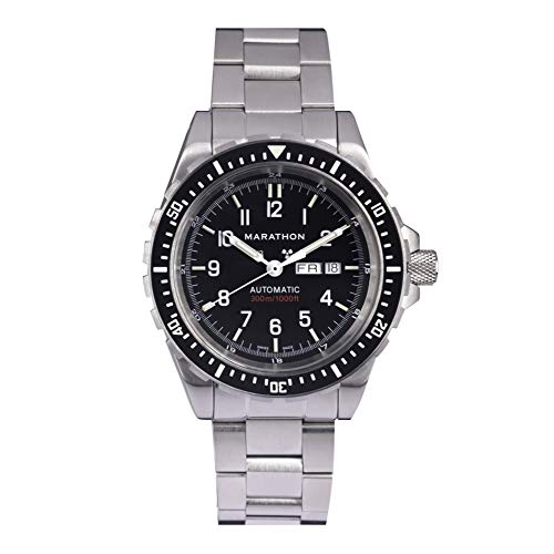 Marathon JDD WW194021 Swiss Made Military Issue - Divisor bilingüe grande automático con día y fecha con tritio (pulsera de acero inoxidable)
