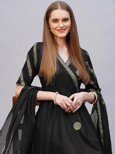 Image of ANNI Designer Rayon Blend Women Kurta Set with Pant & Dupatta