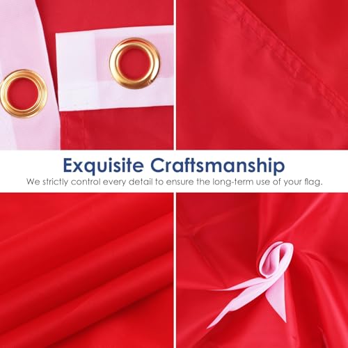 Image of AhfuLife Vietnam Flag 5ft x 3ft for Party Decorations, 2 Pcs Large Vietnamese Flag Polyester Double Side with Brass Eyelets for National Day Garden Street