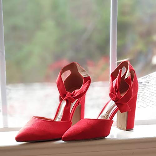 Vizzano Scarpin Made in Brazil Platform Confort Heel Red Suede Executive Wearing Women Shoes (10)