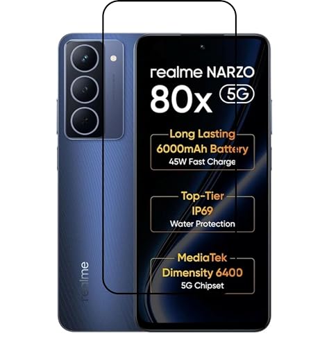 Image of Tempered Glass Screen Protector Compatible For Realme Narzo 80x 5G with Easy Self Installation Kit