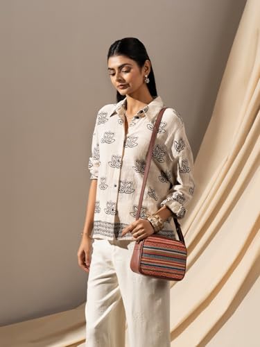 Image of ZOUK Assam Tapestry Printed Jute Handcrafted Vegan Leather Multicolor Women's Sling Bag