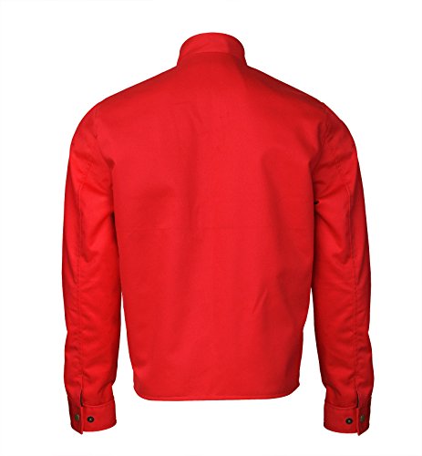 SpazeUp Mens Red Speed Jacket - White Stripe Vintage Motorcycle Biker Lightweight Cotton Blue Jacket Men4