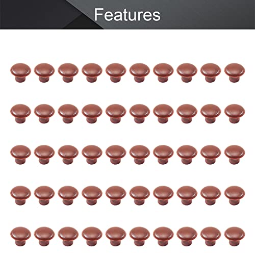 Image of MroMax 50Pcs Screw Cap Cover 3 /16inch Bottom Dia Fit for 4.5-5mm Diameter Hole Plastic Tube Cover Shelf Peg Hole Plugs for Cupboard Bookshelf Shelf Closet Cabinet Bracket Furniture Red Brown Tone