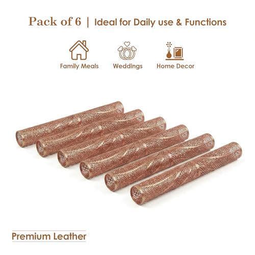 Image of Kuber Industries Leather Table Mats Set of 6 | Washable Placemat /Dining Table Mat for Wedding and Family Functions | Big Patta Design - Copper