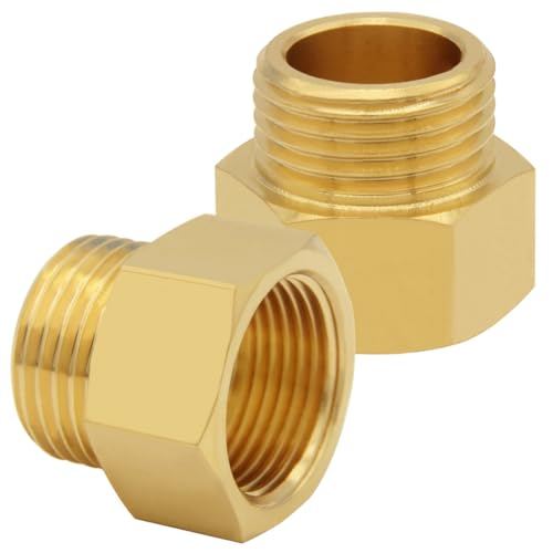 Uenede Brass 3/4" GHT Male to 3/4" NPT Female Garden Hose Adapter, 2PCS