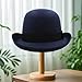 YPLOJOUO Unisex Felt Bowler Hat Classic Party Hats Lightweight Derby Fedora Hats Costume Accessories for Men Women (DEEP Blue, ONE Size)