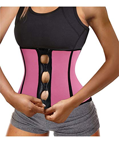 Best Women Hot Sweat Fitness Neopren Workout Top Shirt Taille Trainer Korsett Trimmer Gürtel Body Shaper Cincher Reißverschluss Slimming (Rose