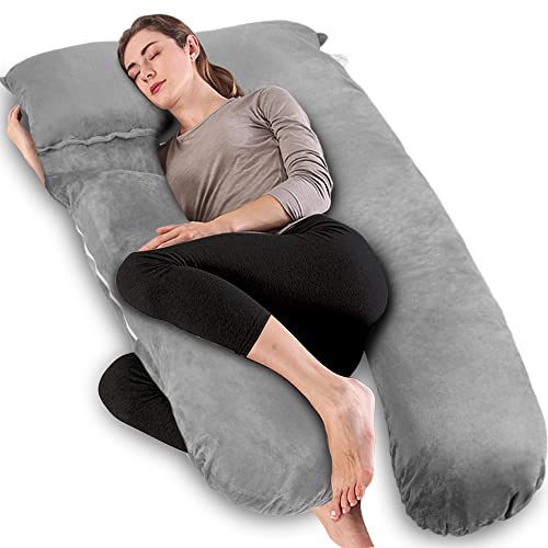 Chilling Home Pregnancy Pillows for Sleeping, U Shaped Body Pillow 2-in-1 Pregnant Pillows for Sleeping Full Body Pillow, Pregnancy Must Haves Maternity Pillows 55 inch Pregnancy Body Pillow