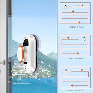 LIECTROUX HCR-09 Robot Laveur de Vitres, Route AI, télécommande, Protection Contre la Mise Hors Tension de l'onduleur, Corde de sécurité Solide