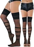 ToBeInStyle Women's Belted Thigh Hi Stocking - One Size - Black