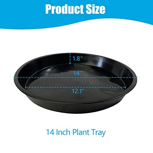 Fuoauyk Plant Saucer 14 16 18 20 22 Inch, 5 Pack Heavy Duty Plant Tray For Pots, Plastic Pot Saucers For Plants, Large Drip Trays For Potted Plants, Round Water Tray For Indoors (14 Inch) #TOP2