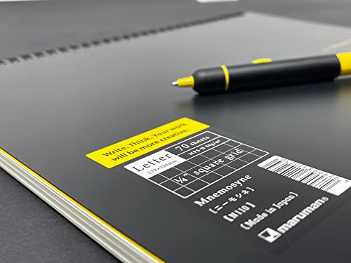 Maruman Mnemosyne Notebook 9.45 X 11 Inches 1/4" Squared, 70 Sheets (N110) White Letter Size (Squared) #TOP7