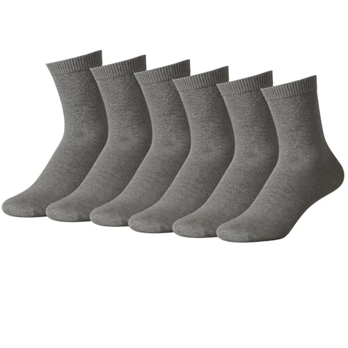 Chaussettes homme confortables en lot de 6 paires grises unies pour pointure 39 à 45