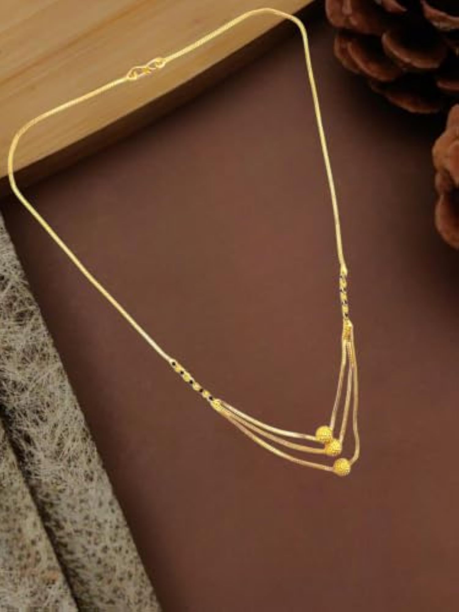 Women's Gold Plated 3 Layer Mangalsutra Necklace
