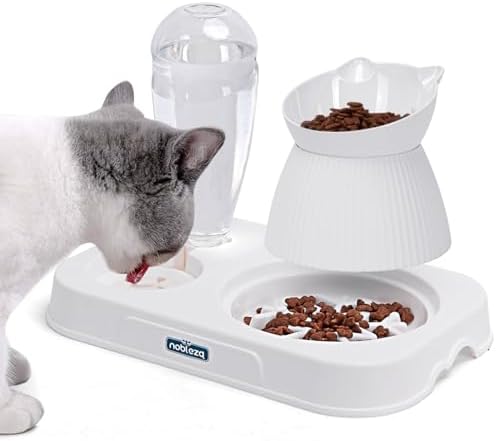 3 In 1 Dog Cat Bowls Water And Food Bowl Set Durable 15 Degree Tilted Pet Feeder Dark Green