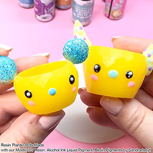 Funshowcase Octagon & Round Flower Pot Silicone Molds 6-Count, For Epoxy Resin Concrete Clay Succulent Planter Bowl Ashtray Candle Soap Pen Holder #TOP5