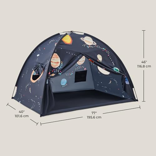 Image of Tiny Land Space Galaxy Bed Tent for Kids, Twin Bed Canopy, 9 Planets | Easy-To-Install, Machine Washable, Fits Twin Beds, Cozy Sleep Space For Imaginative Play