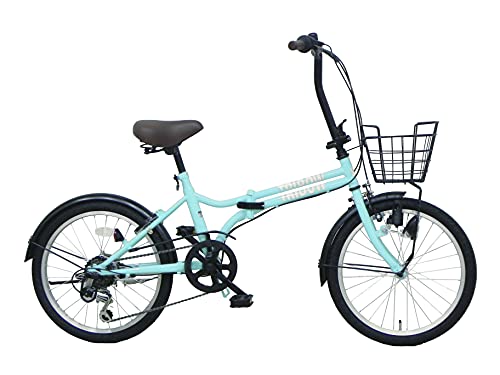 TRIBOW(トリボー)折り畳み自転車 シマノ製6段変速 ミニベロ 小径車 20インチ コンパクト収納 カゴ&鍵(リング錠)&ライト付き メーカー保証1年間 3色