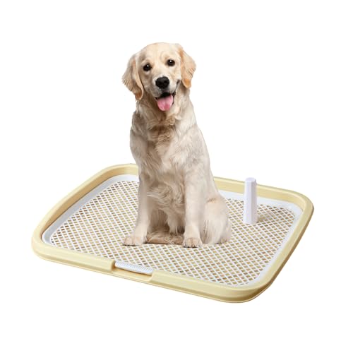 BEYOURCHOI 犬 トイレトレー 犬 トイレ 65X50CM 特大 犬 トイレトレー 飛び跳ね防止 ステップ しつけ トイレトレーニング 犬用トレイボックス屋内/屋外 高さ6.5CM (イエロー)