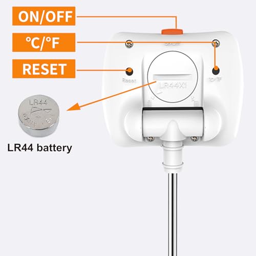 Digital Candy Thermometer with 180° Rotating LED Screen, 304 Stainless Steel Probe, Heat Shield, 2 Pot Clips, Accurate Sugar & Deep Fry Thermometer – White by SPOROLWE - Image 6