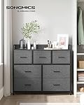 SONGMICS Dresser pour chambre, coffre de tiroirs, rangement organisateur de vêtements, 7 Tiroirs de tissus avec poignées, cadre en métal, gris d'ardoise et gris d ́anthracite ULTS523G22