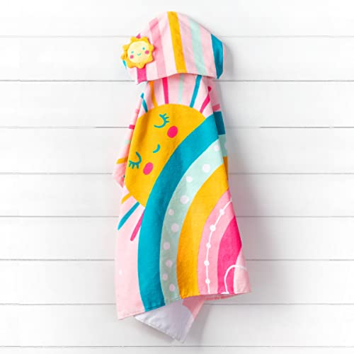 Image of Stephen Joseph, Kids Hooded Beach Towel for Girls & Boys (3-8 Years), Toddler Poncho Bath Towel with Hood, Soft Absorbent Cotton, Large 46 inchx 23.5 inch, Rainbow