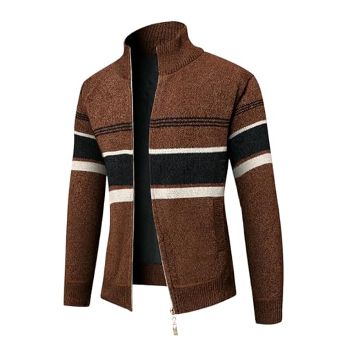 Cardigan d'hiver homme en tricot de laine et col montant doublé