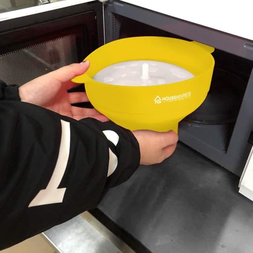 Image of Collapsible Silicone Microwave Hot Air Popcorn Popper Bowl With Lid and Handles (Yellow)
