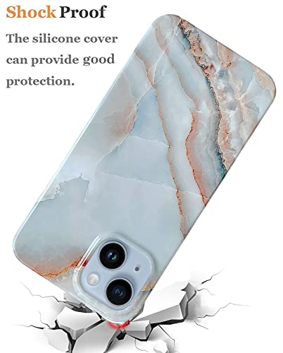 J.west Compatible With Iphone 14 Plus Case 6.7", Grey Marble Design Graphics Stone Pattern Ultra Slim Thin Flexible Bumper Soft Rubber Tpu Silicone Protective Phone Case Cover For Girls Agate Slice #TOP3