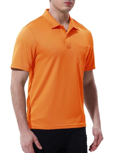 Image of Rdruko Men's Polo Shirts Short Sleeve Quick Dry Outdoor Golf Sports Shirts with Pocket