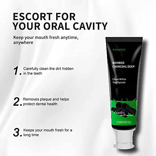 Yanjiayi Bamboo Charcoal Toothpaste, Yanjiayi Clean White Toothpaste，Activated Bamboo Charcoal Deep Stain Removal Refreshing Halitosis Removal Toothpaste With Toothbrush（2Pcs） #TOP5