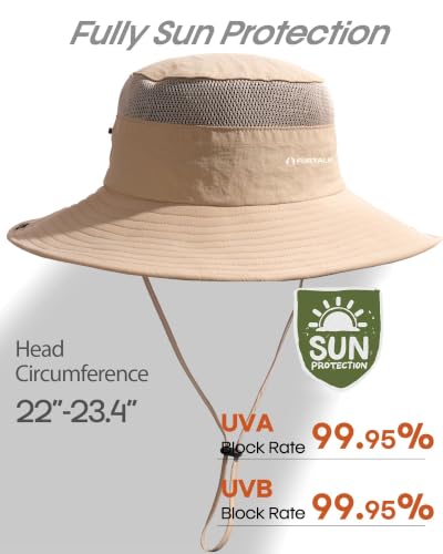 Image of FURTALK Sun Hats for Men Women UPF Sun Protection Breathable Wide Brim | Nylon UV Protection, Breathable Adjustable, 2-in-1 Wide Brim, Packable Water-Resistant, Fishing Hiking Summer
