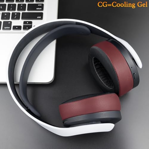 Image of SOULWIT Cooling Gel Earpads Cushions Replacement for Sony PlayStation 5 Pulse PS5 3D Wireless Headset, Ear Pads Cushions with Noise Isolation Foam - CG Burgundy