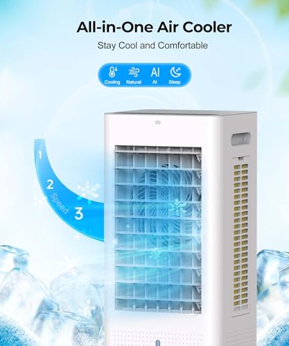image for PNTCK Evaporative Air Cooler with Remote & Timer, 2200+ CFM Portable F