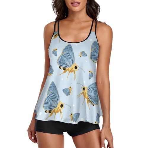 Maillot de bain tankini femme imprimé papillon coloré pour la plage