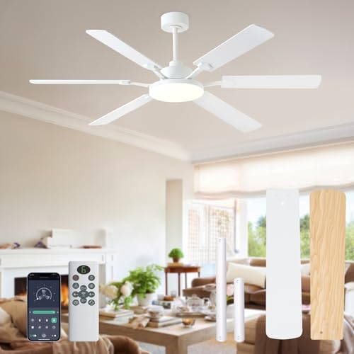 60-Inch Modern Ceiling Fan with Lights, Remote, Dimmable LED