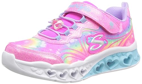 Skechers Flutter Heart Lights Groovy Swirl, Zapatos deportivos Niñas, Rosa (Hot Pink Sparkle Mesh/Lavender Trim), 31 EU